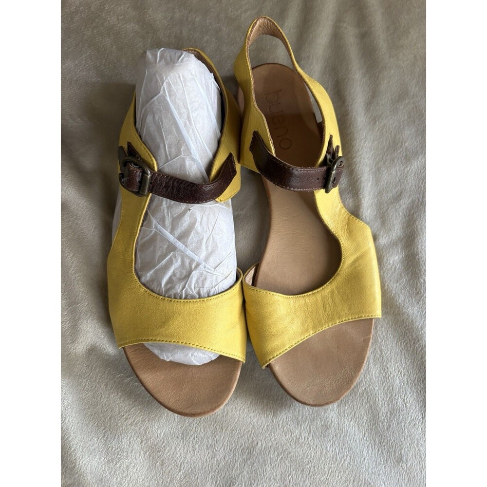 Bueno Women's Kina Sandals Size 40 100% Real  Leather Boho Coastal Quiet Luxury